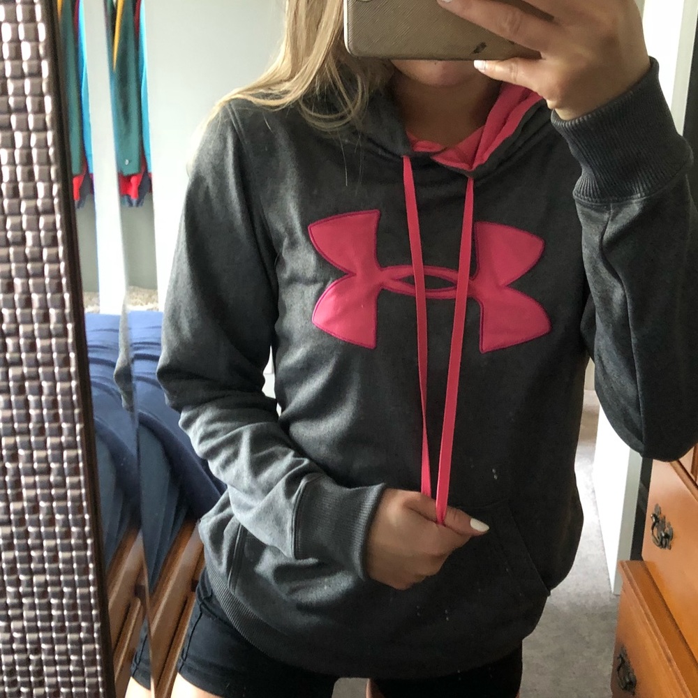 Under Armour grey pink hoodie XS nwot